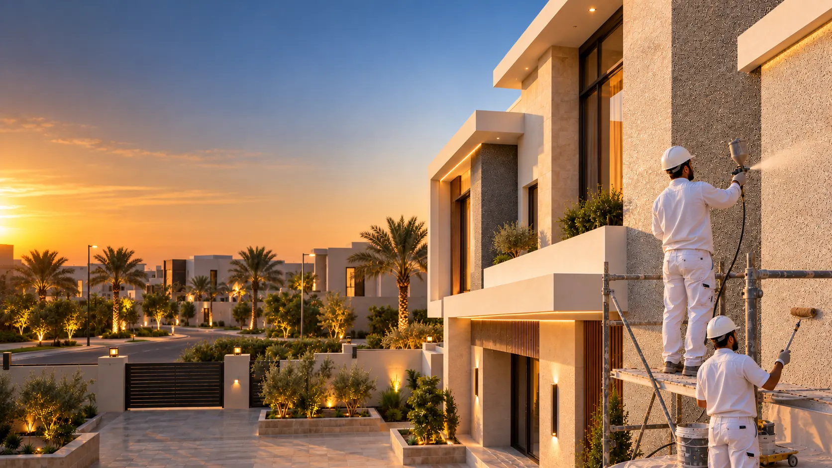 Freshly painted villa exterior by a house painter in As Sulayyil
