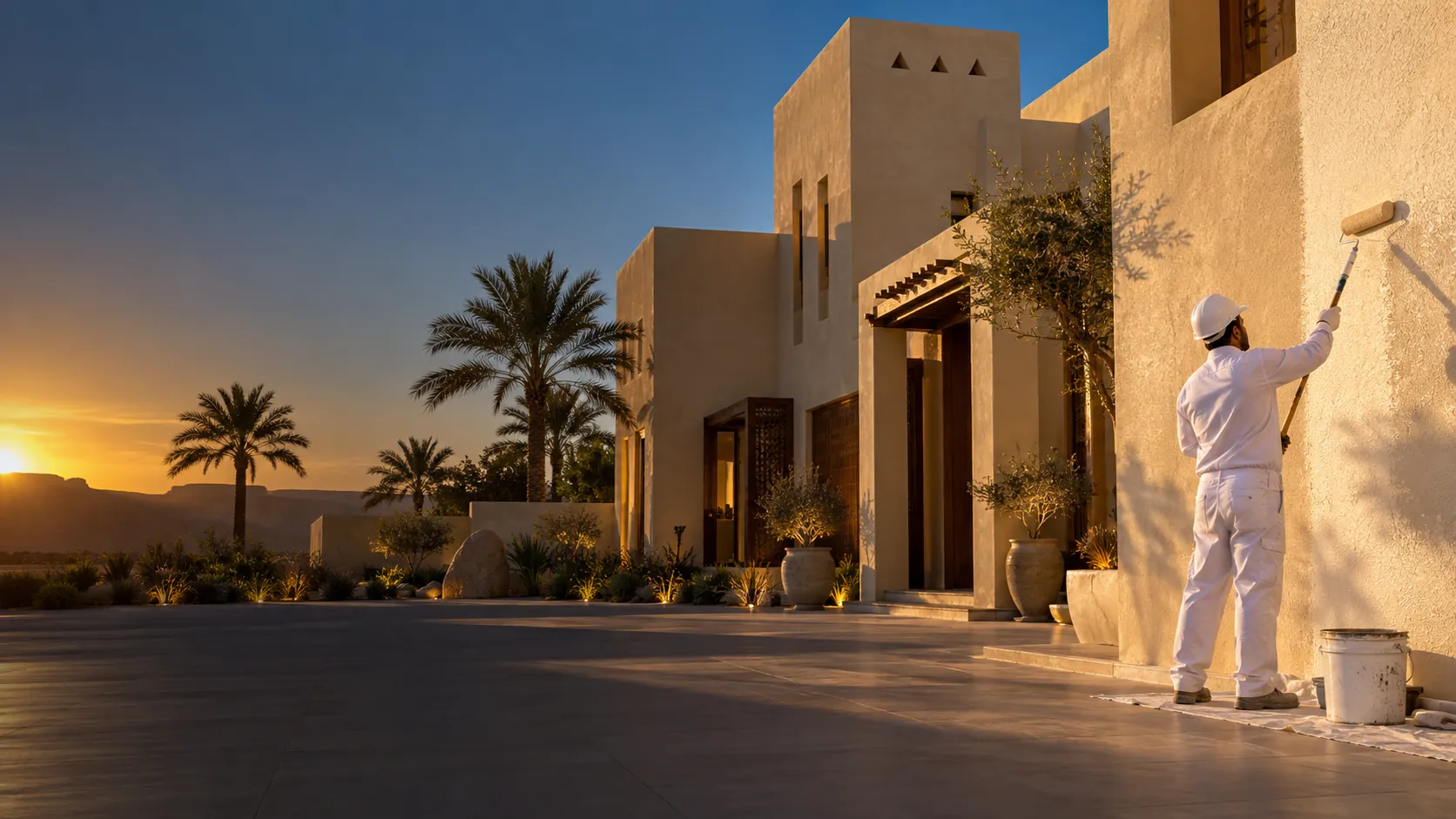 Exterior villa painting in Al Hariq